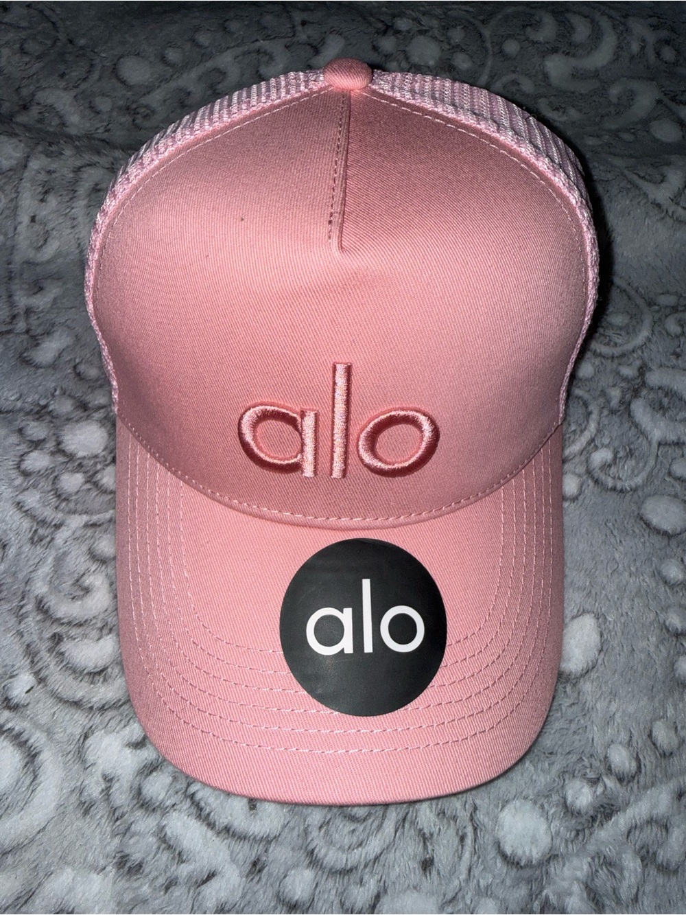 ALO Yoga Kids Pink Trucker Cap with Embroidered Logo